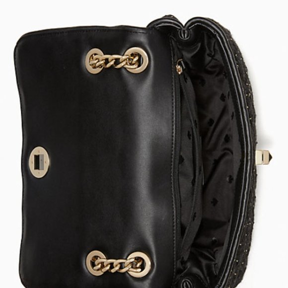 KATE SPADE NATALIA Small TWEETED FLAP SHOUDLER BAG BLACK - Picture 2 of 6
